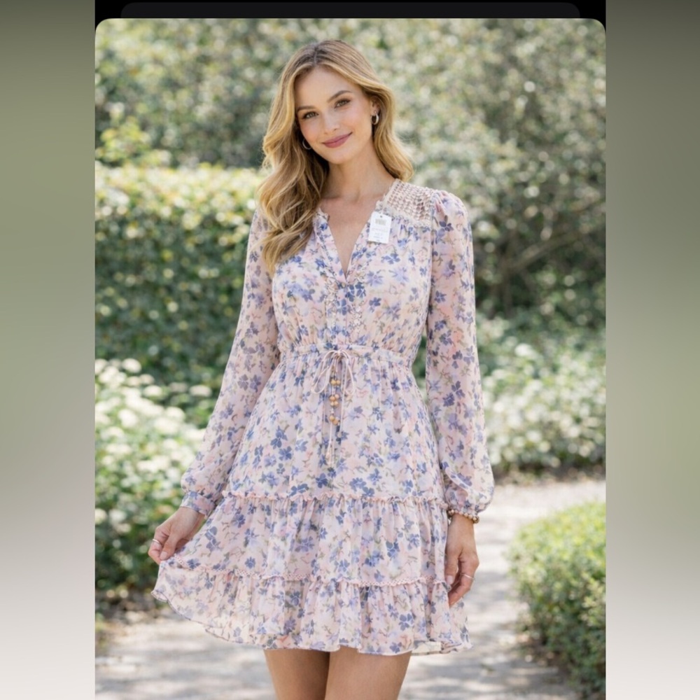 Sam Edelman Floral Tiered Mini Dress NWT Size S .Boho